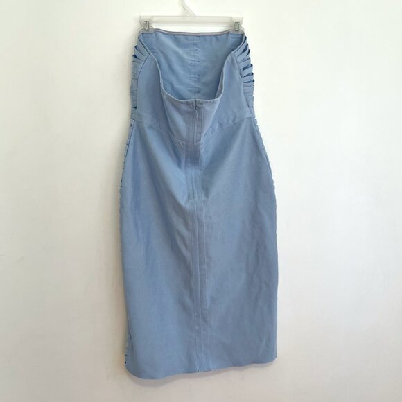 FASHION NOVA Ringing Me Up Midi Dress Blue Strapless Sexy Party Bandage Dress - Picture 12 of 16